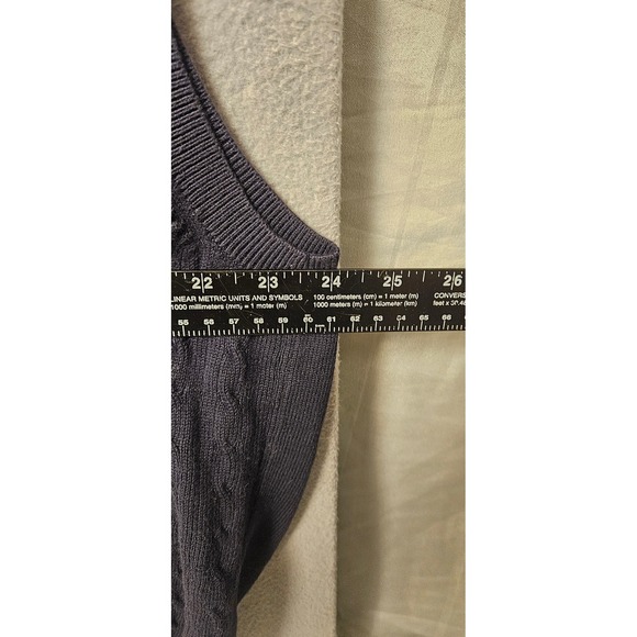 Tommy Hilfiger Golf Mens XL Navy Blue Cable Knit Cotton V-Neck Sweater Vest - Picture 5 of 7